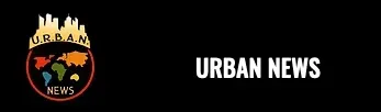 A logo for urban news is shown on a black background