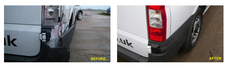 A damaged car - Before and after