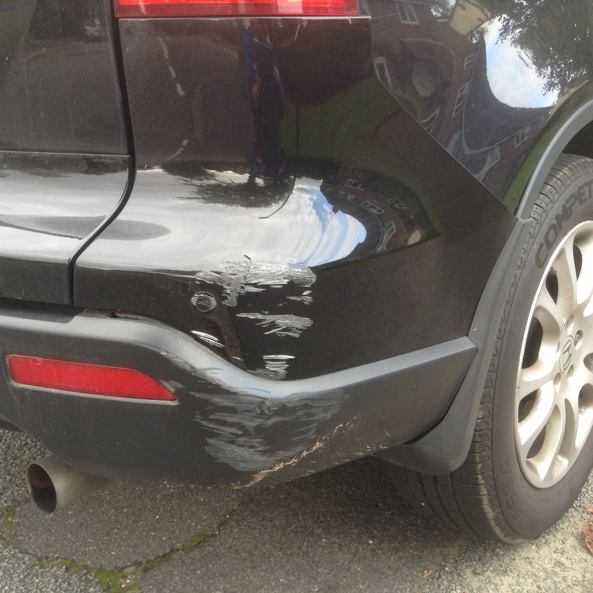 Damaged rear end of a car