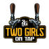 A logo for two girls on tap with two beer taps.