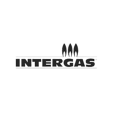 Een zwart-wit logo voor een bedrijf genaamd intergas.