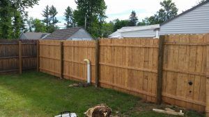 Newly installed wooden fence in Concord, NH