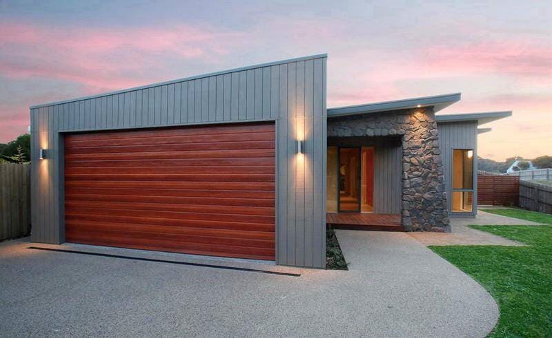 Red garage door — Designs in Taree, NSW