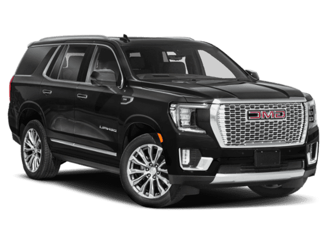 Black GMC Yukon Denali SUV with chrome accents.