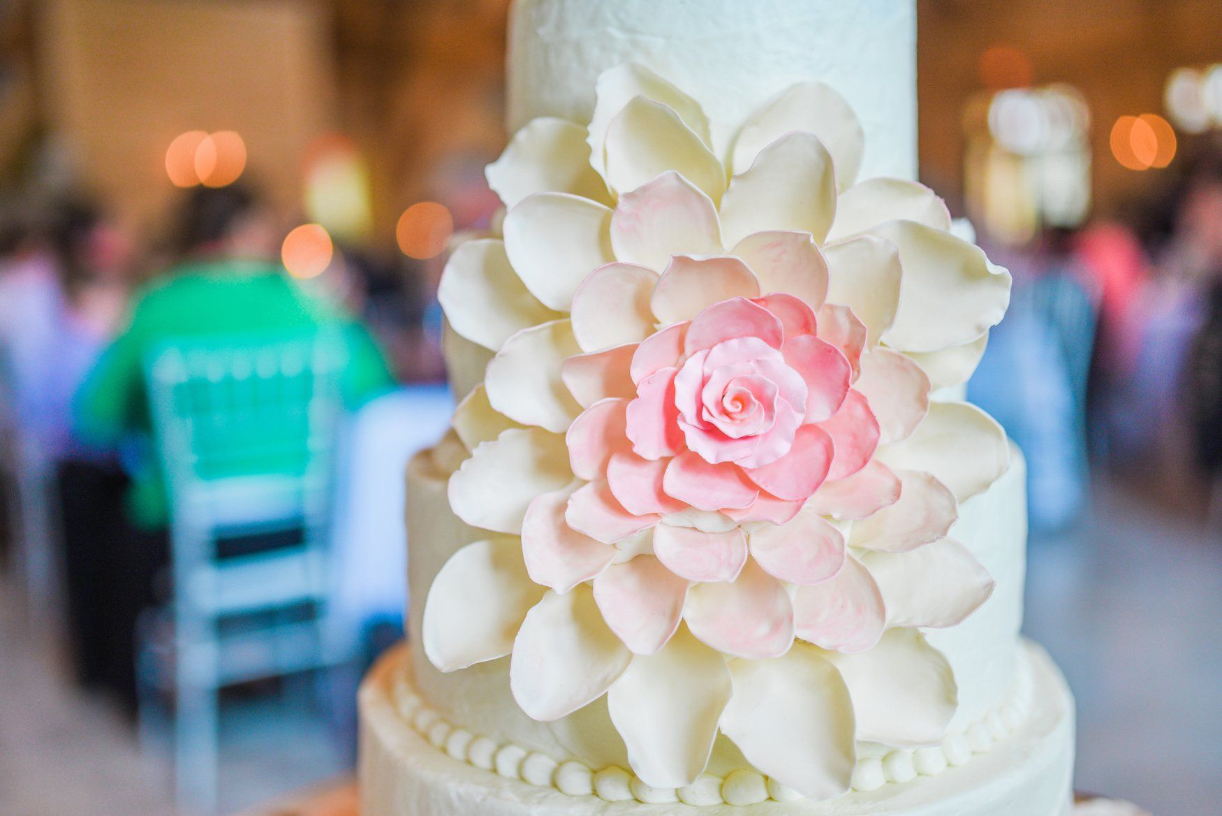 wedding cake with ombre iced flower