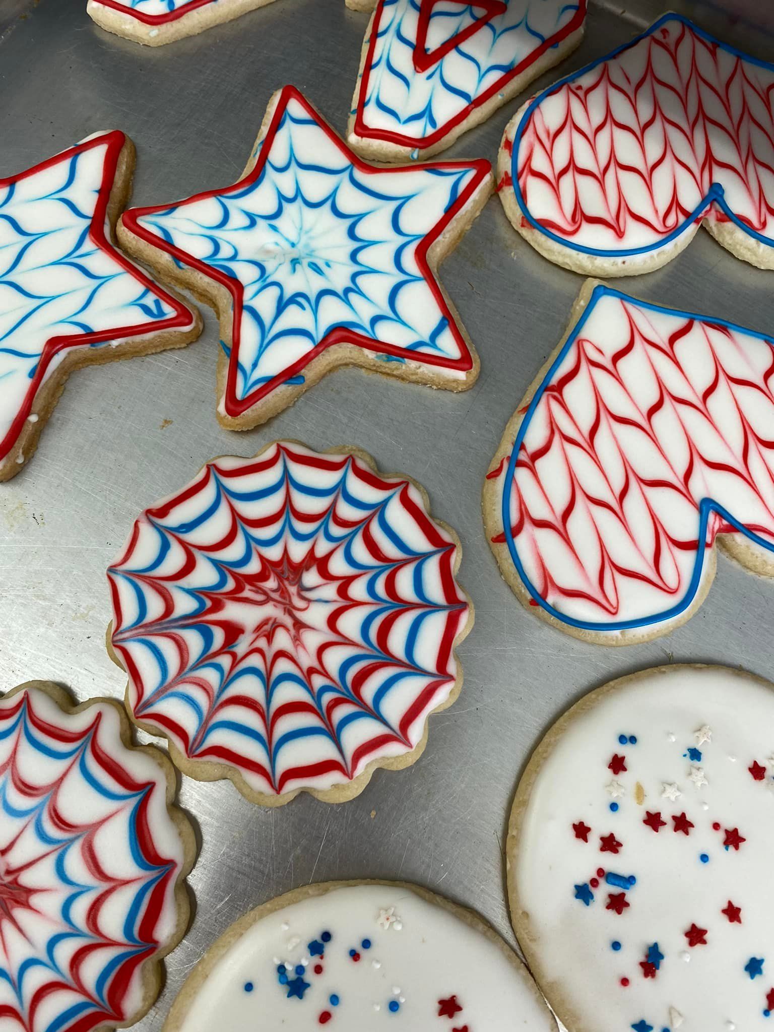 patriotic tie dye cookies