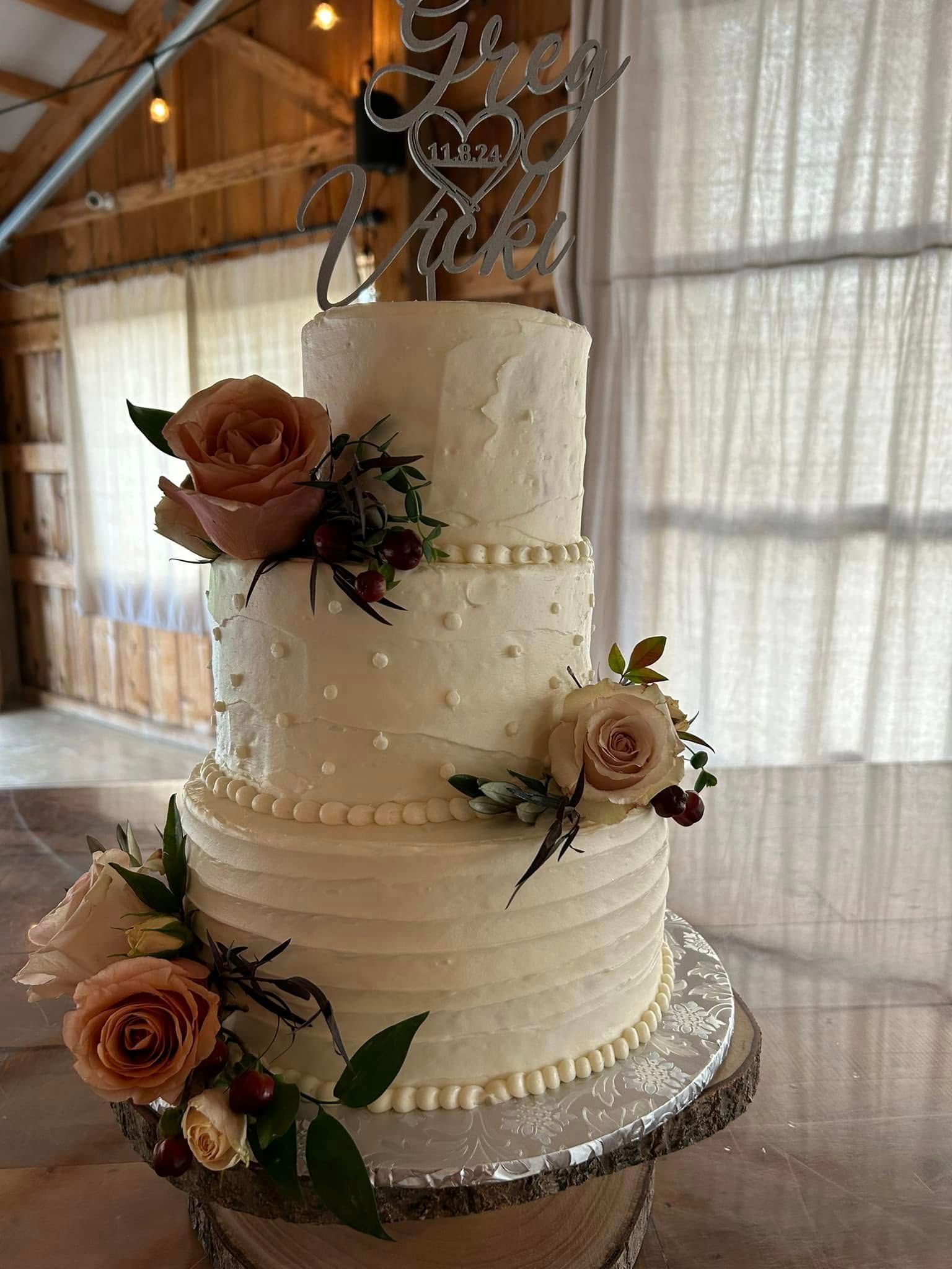 simple three tier wedding cake