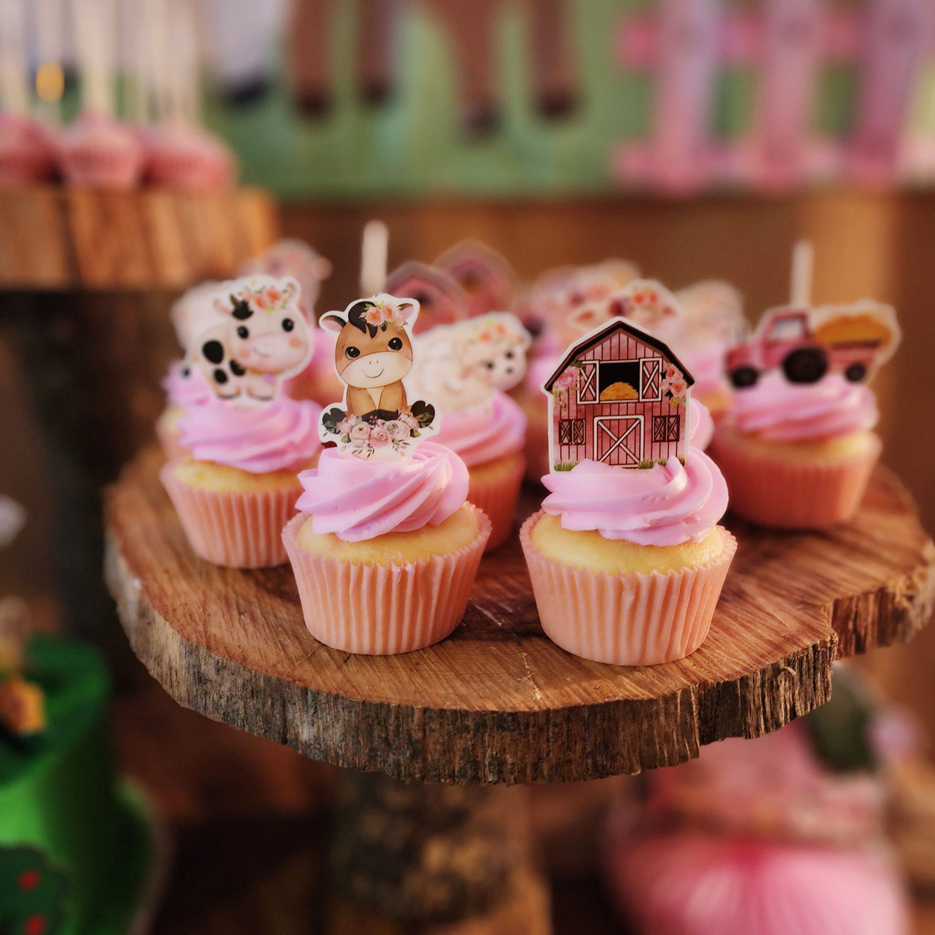 pink farm cupcakes