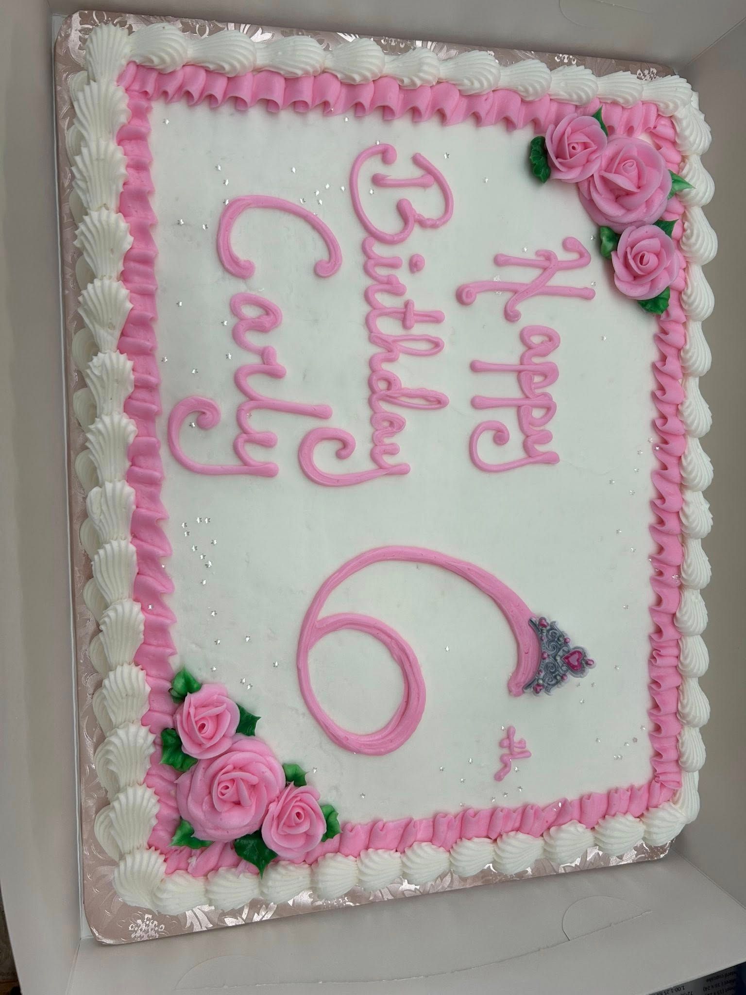 pink and white classic birthday cake