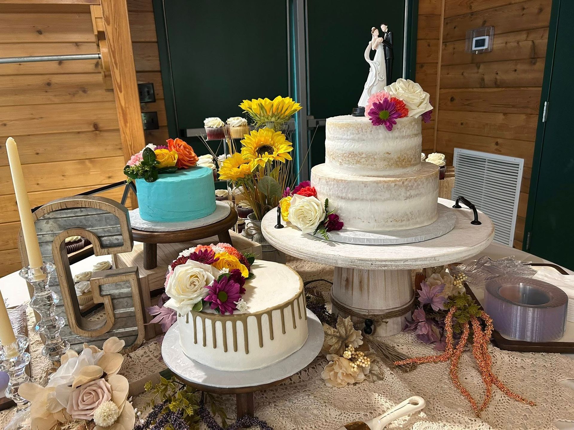 colorful assorted wedding cakes
