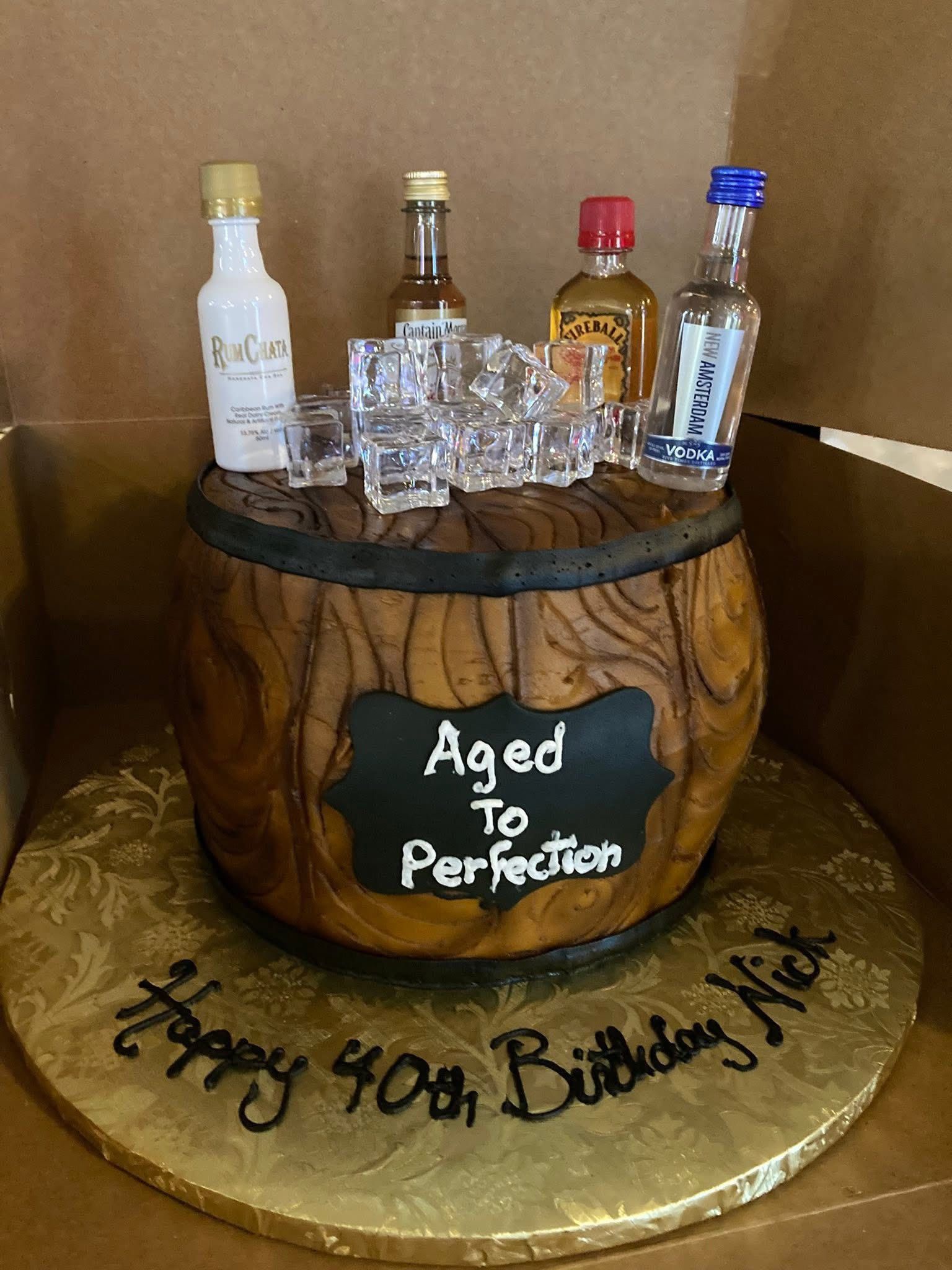 bourbon themed birthday cake