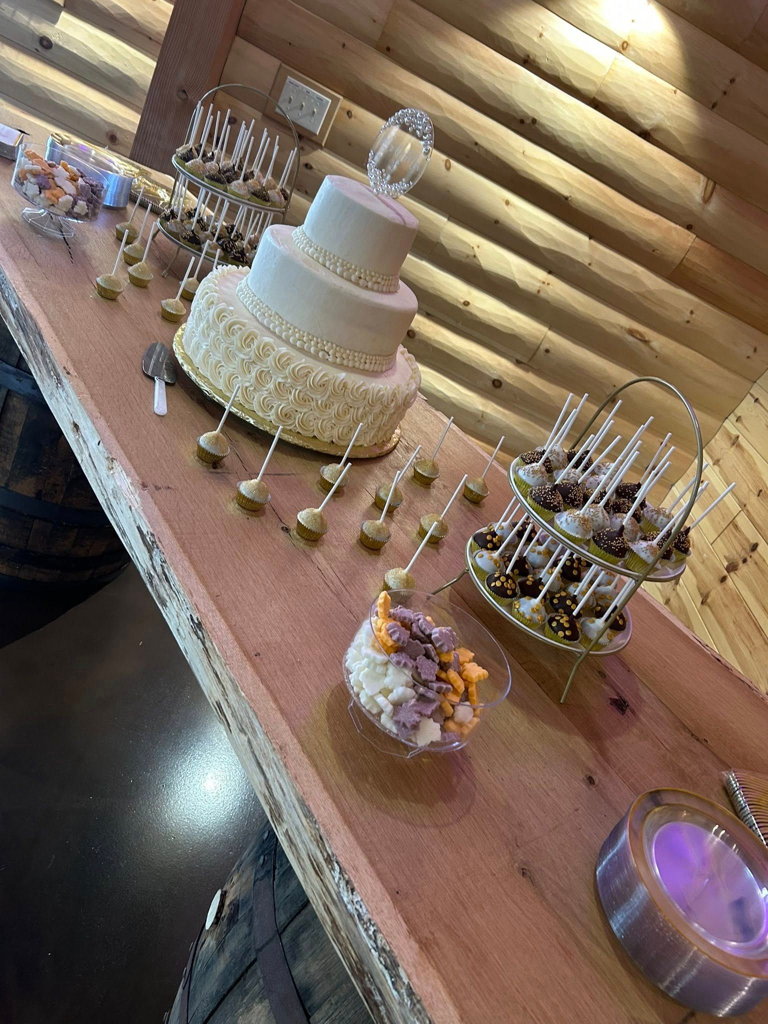 wedding cake with rosettes