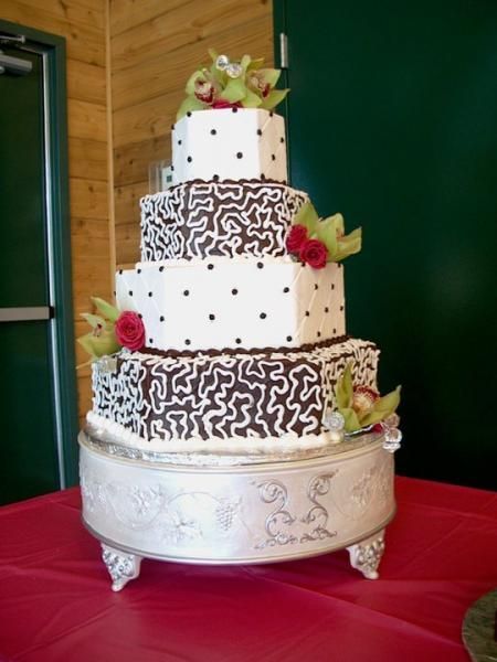 brown and white wedding cake