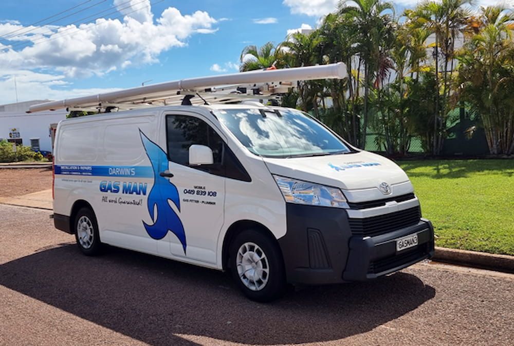 A White Van is Parked on the Side of the Road — Darwin’s Gas Man in Marrara, NT