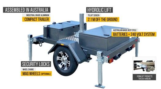 Workers Setting Up Stage With Lights and Screens — HYVIS Plant Hire Pty Ltd in Mulambin, QLD