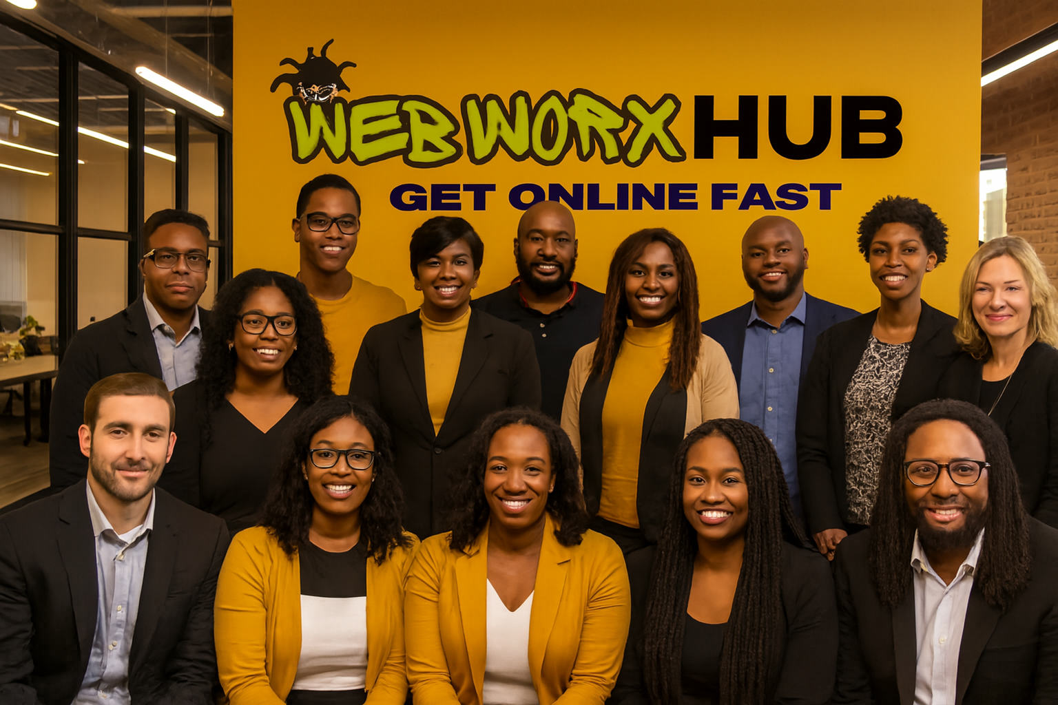 Man giving a presentation to a group of people in a brick-walled room.