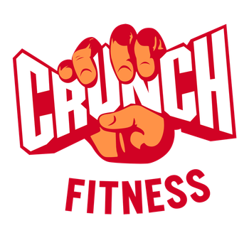 Logo of Crunch Fitness: Red fist gripping white “CRUNCH” lettering, “FITNESS” below in red.