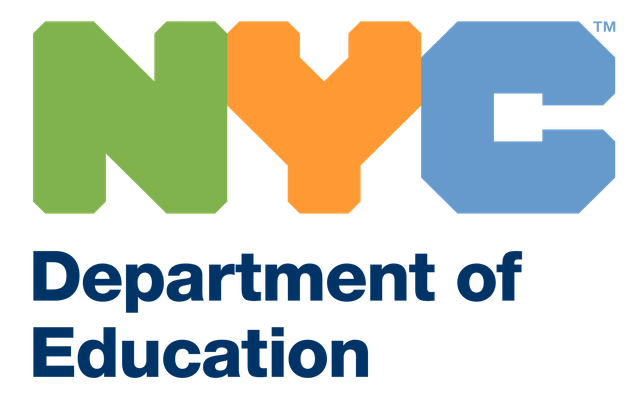 NYC Department of Education logo: "NYC" in green, orange, and blue. Text below reads "Department of Education."