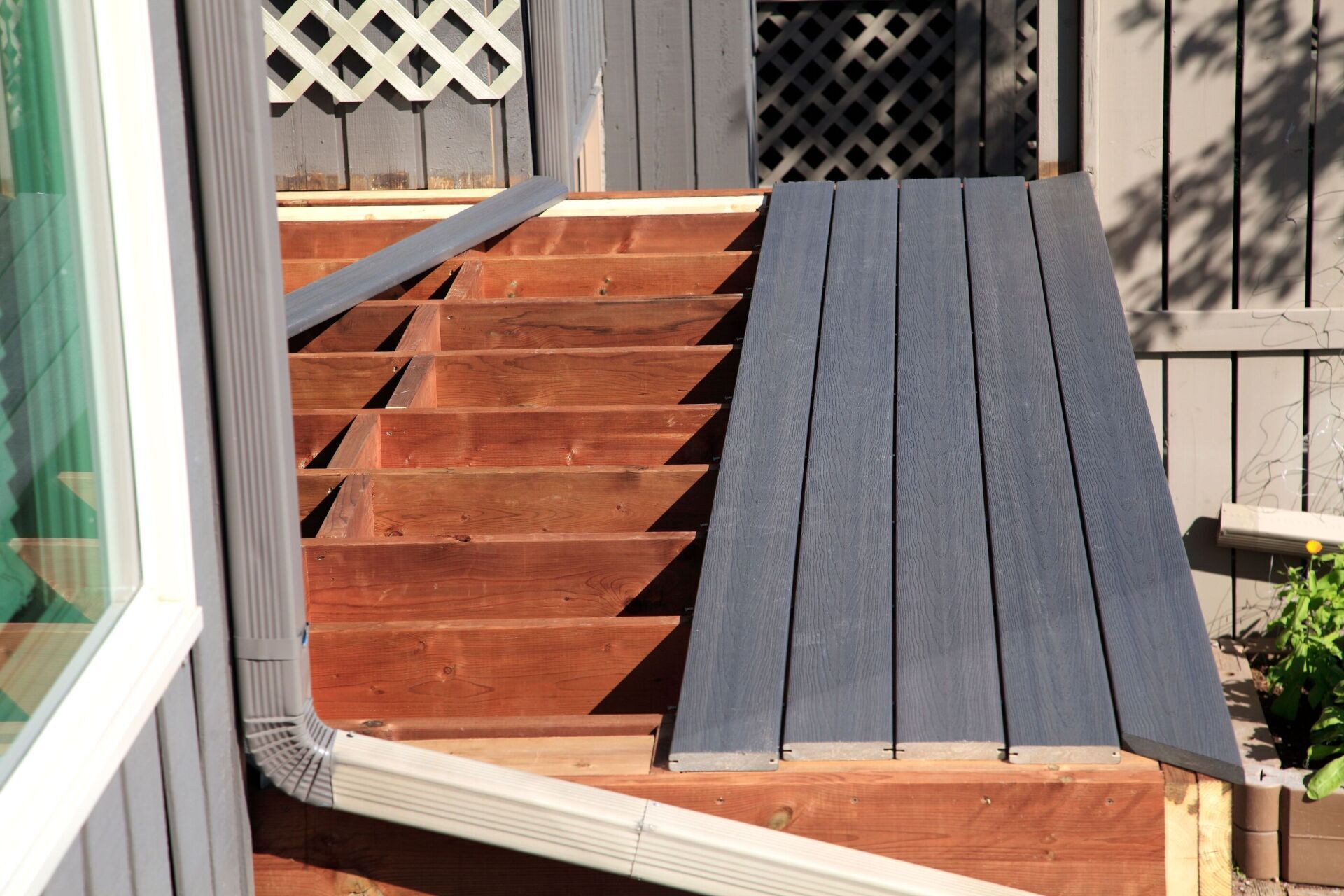 residential deck with composite planks built in Greensboro NC by deck builders