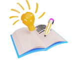 A book with a light bulb and a pencil on it.