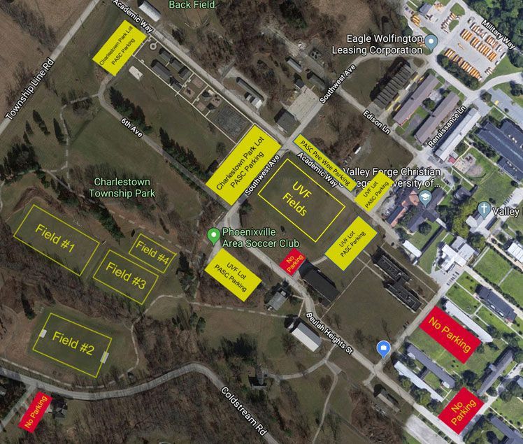 Map of PASC Home Soccer Fields 