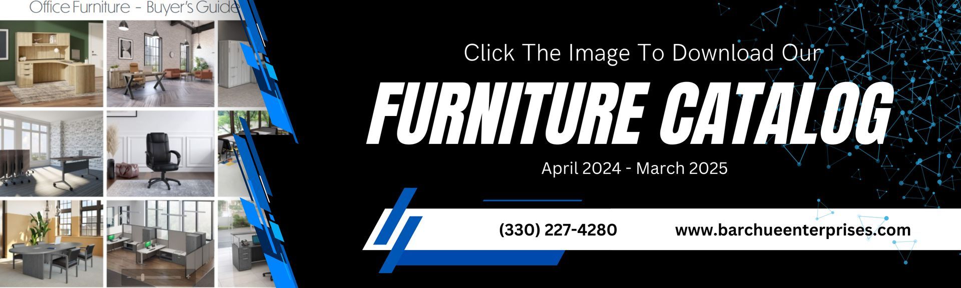 A poster for a furniture catalog with pictures of furniture.