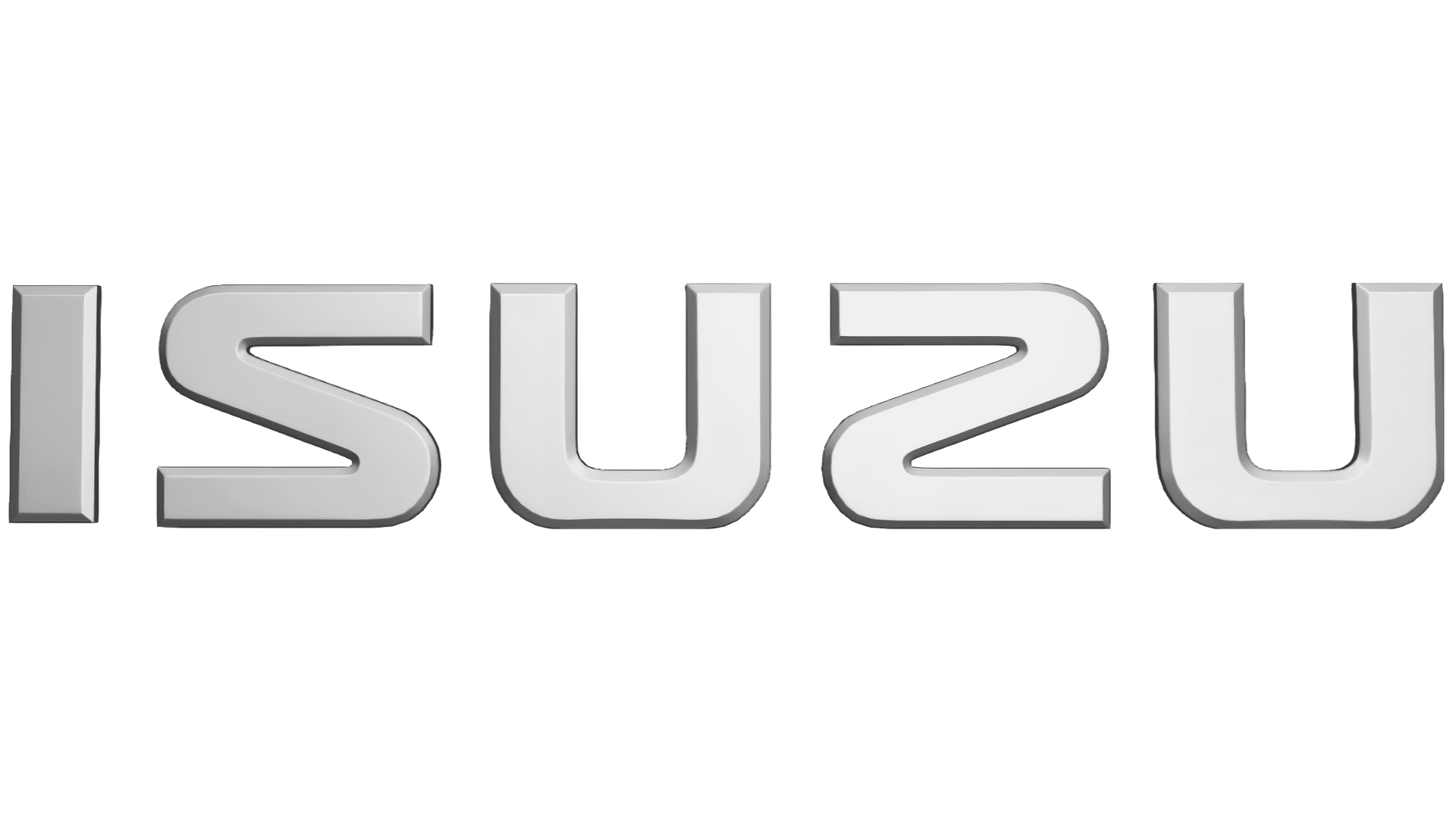 a silver isuzu logo on a white background