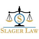 A logo for a law firm called slager law