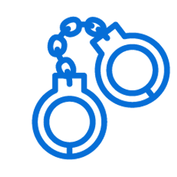 A pair of handcuffs with chains attached to them.