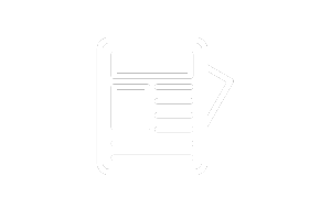 White outline icon of a hanging document or clipboard with lines and a side tab, centered on white background