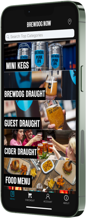 A cell phone with a brewdog app on it.
