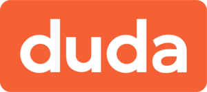 The word duda is written in white on an orange background