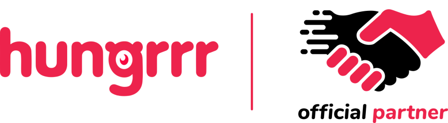A logo for a company called hungrrr official partner