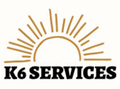 Logo: K6 Services with a rising sun graphic in brown.