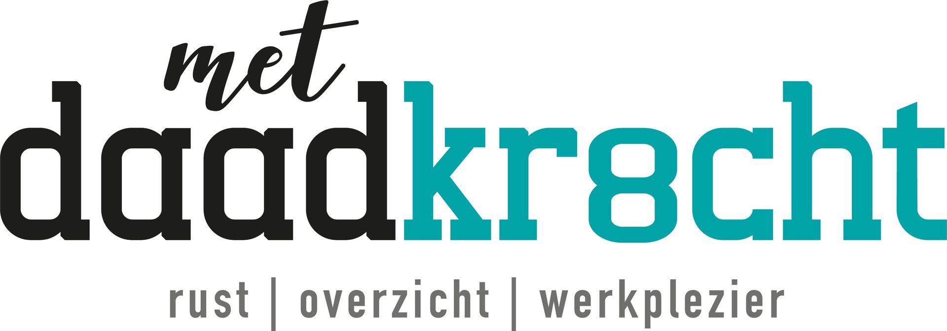 A logo for met daadkracht rust overzicht werkplezier