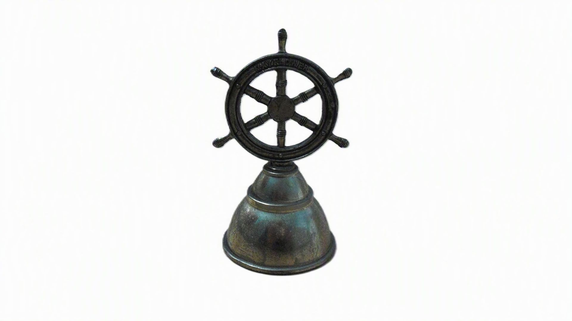 Messing bel in de vorm van een scheepsrad