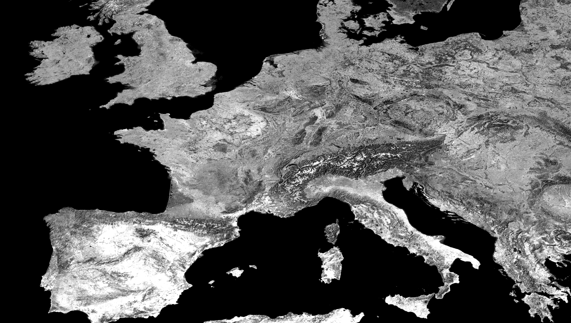 Mapa da Europa em preto e branco