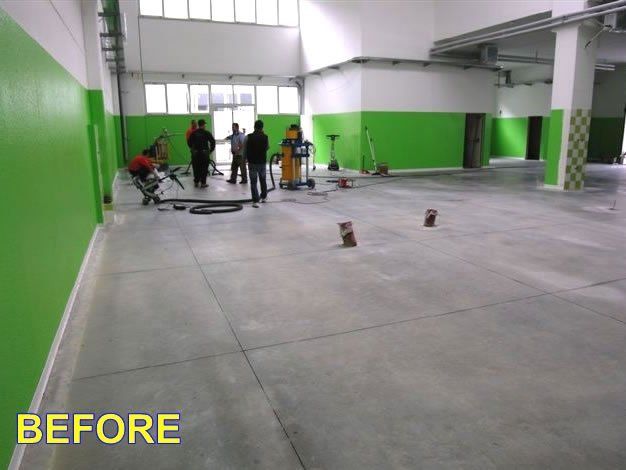 prima della posa del pavimento in cemento