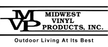 A black and white logo for midwest vinyl products , inc.