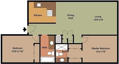 2 Beds | 2 Baths Floorplan