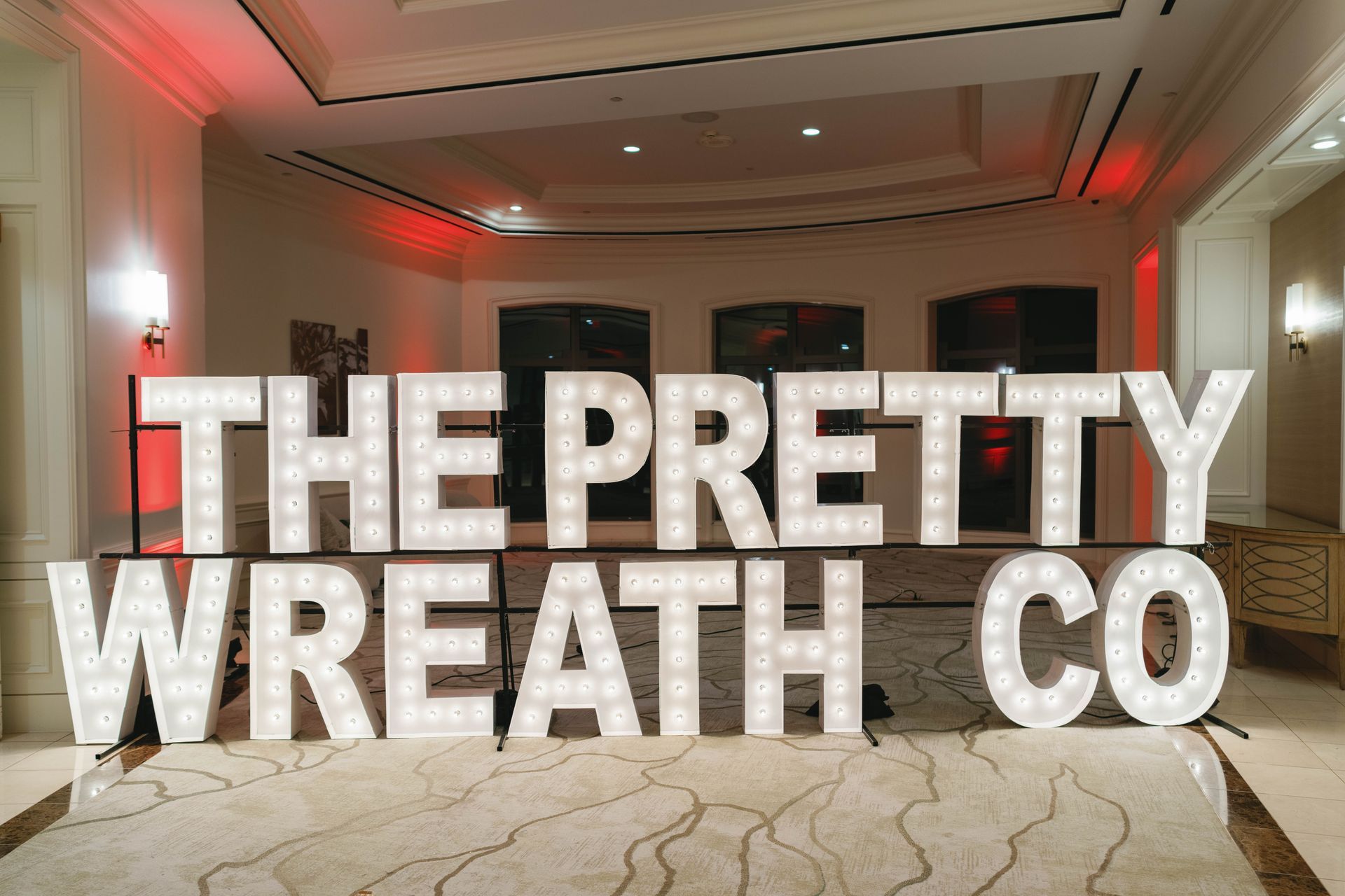 Large illuminated sign spelling 