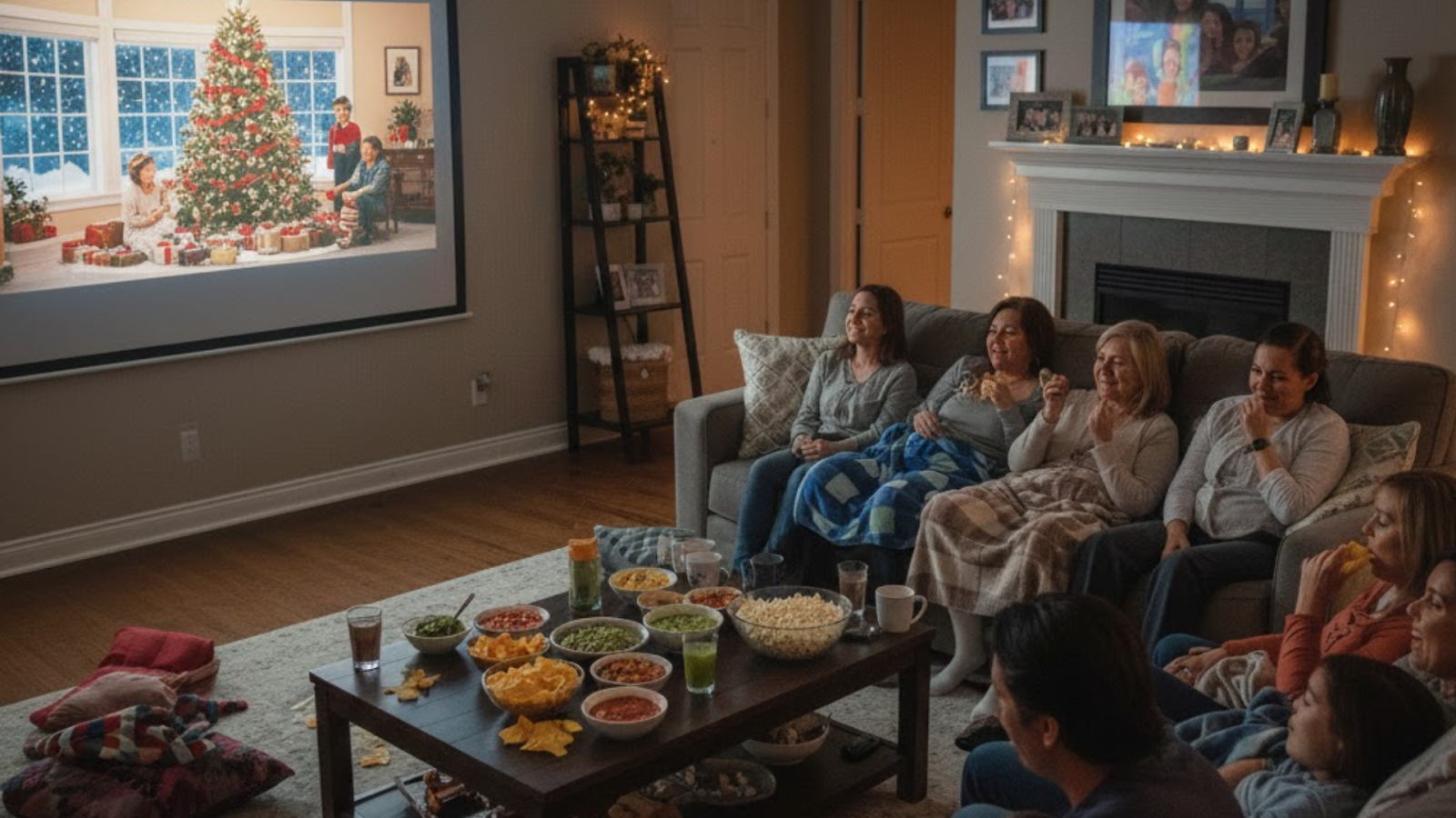 Christmas movie night on holidays season 