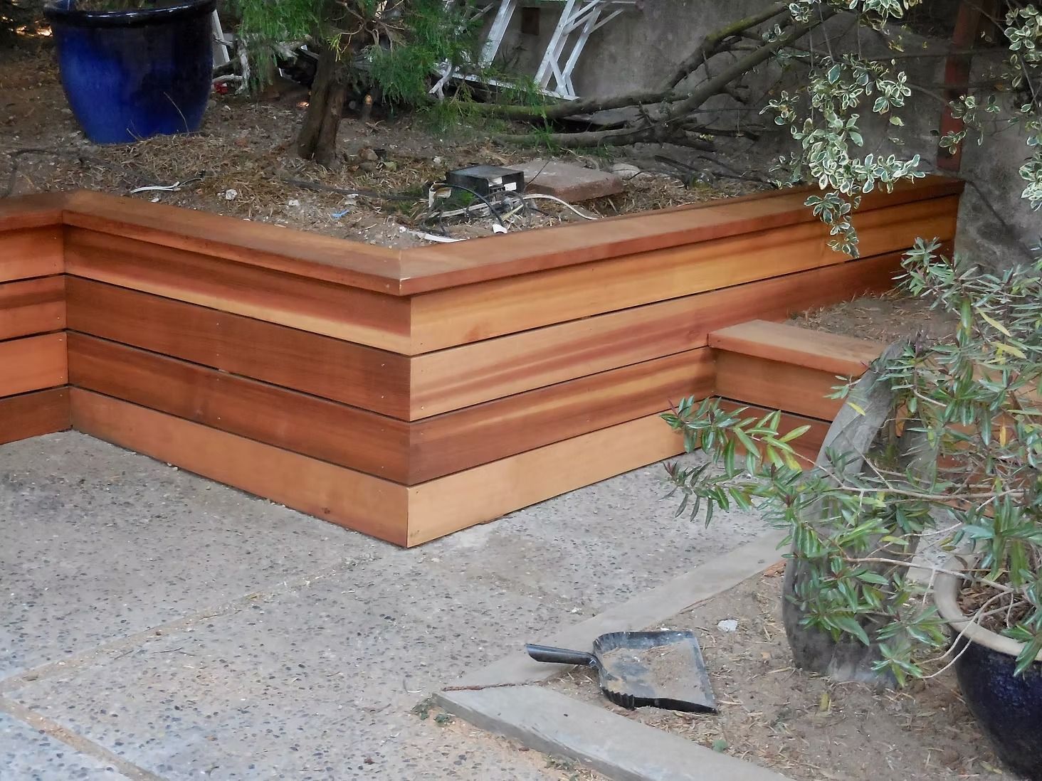 wooden retaining wall