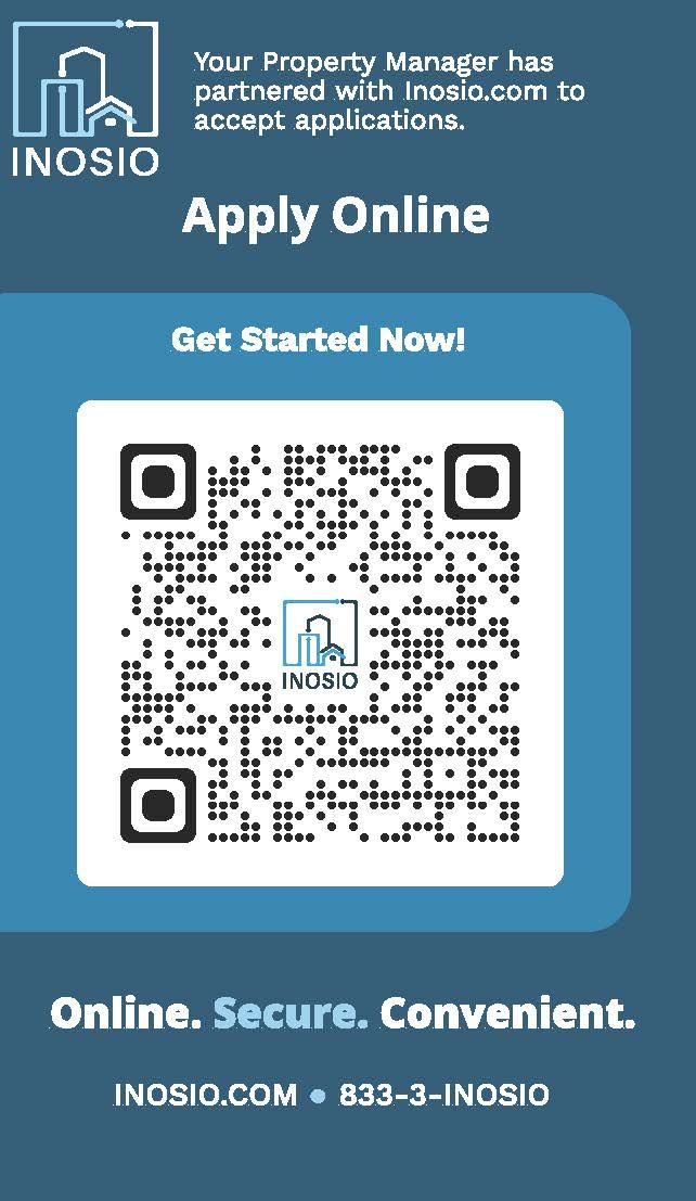 Click to Apply Advertisement for online property applications. Features a QR code, logo, and text: