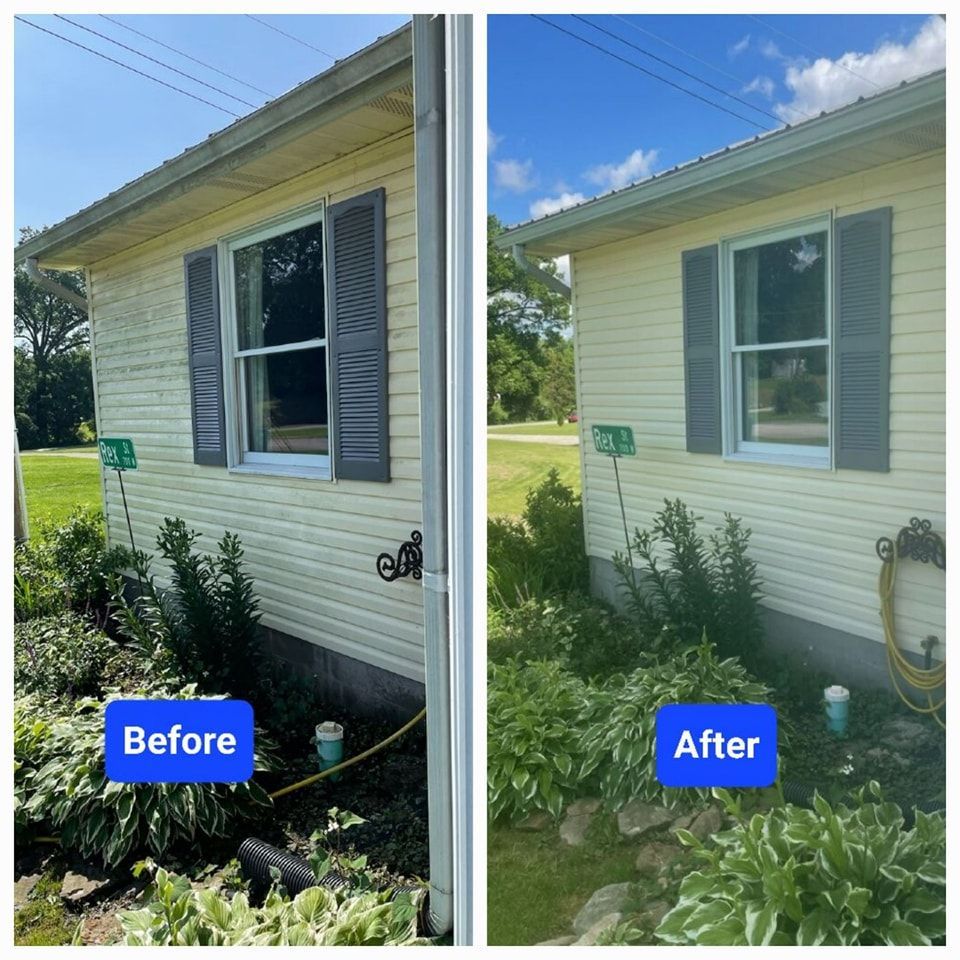 Before and After Washing the House Siding