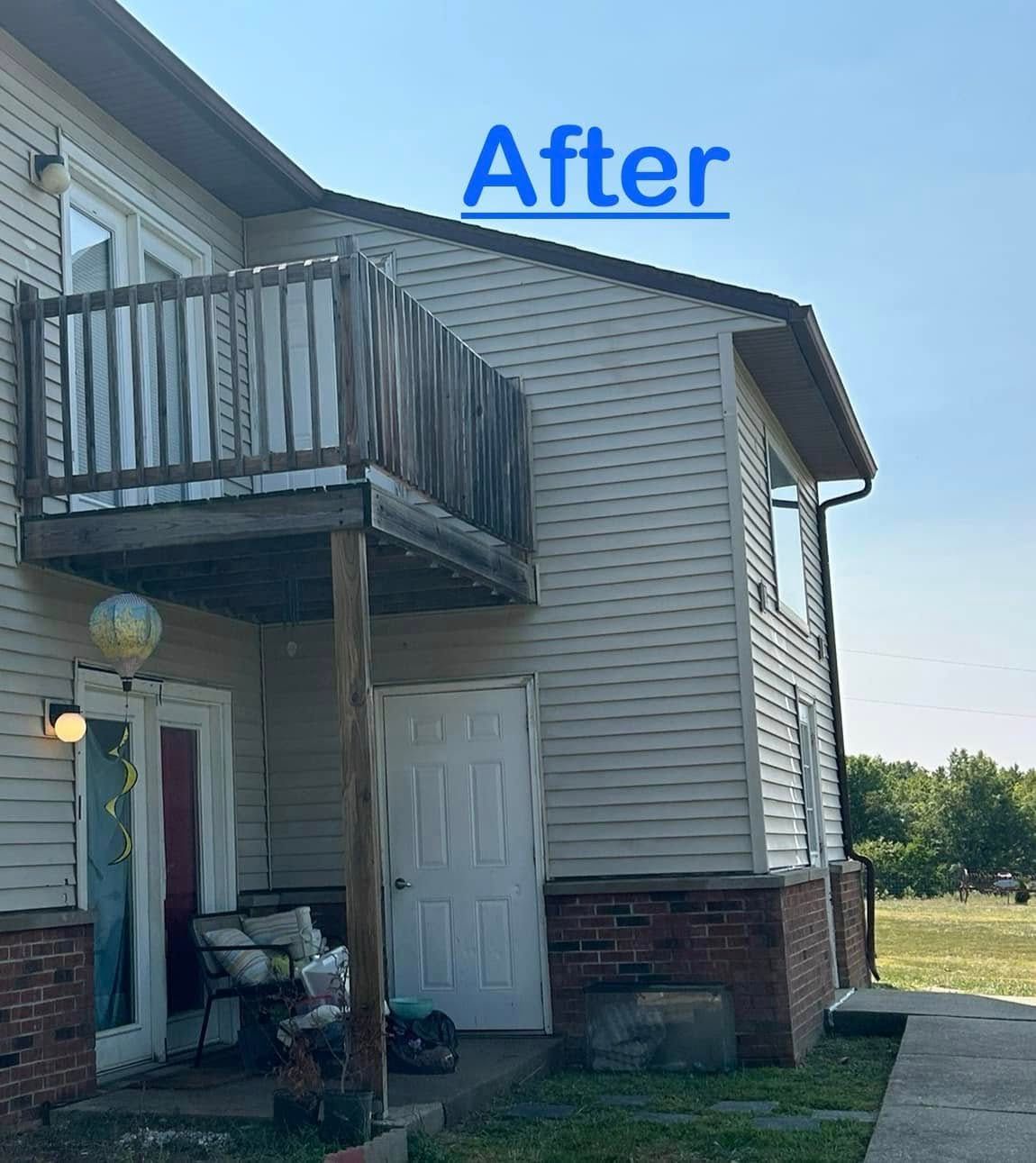 After Cleaning the House Siding