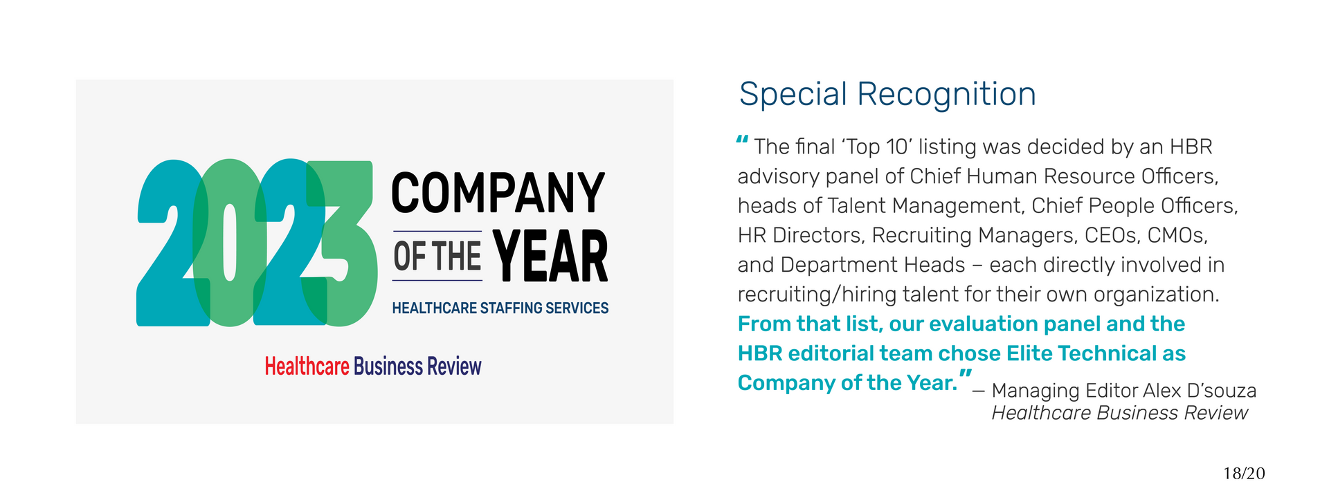 Elite Technical named Company of the Year by Healthcare Business Review