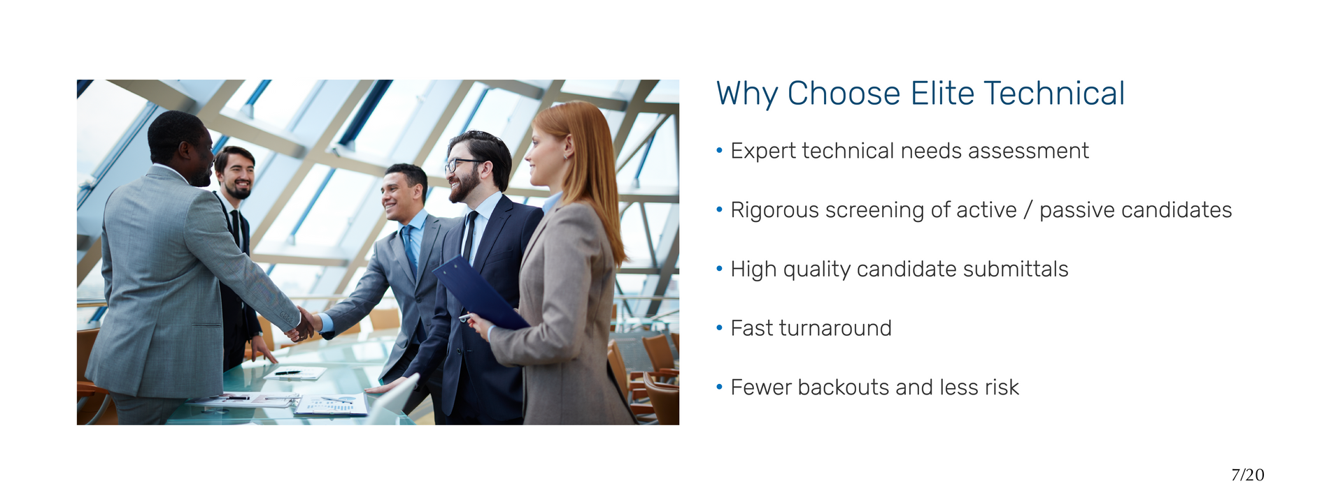 Choose Elite Technical for fast turnaround and high quality candidates