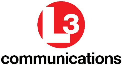 The logo for l3 communications is a red circle with a white letter l in it.