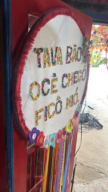 Sign with colorful text 